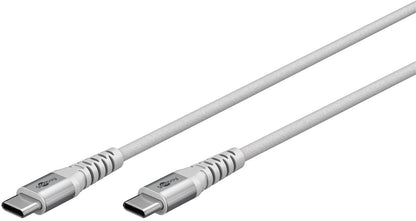 USB-C 1M superzachte textielkabel met metalen stekkers wit