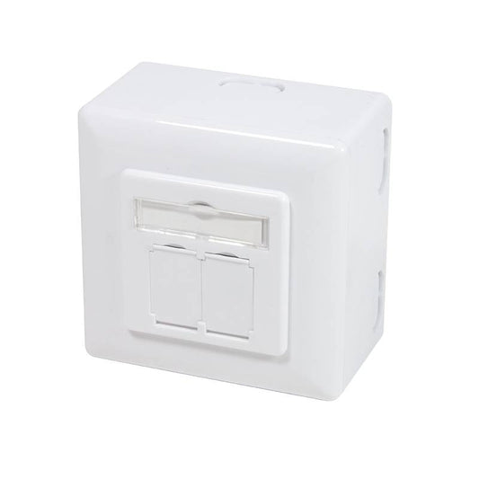 Combi Inbouw + opbouwdoos CAT6a 2x RJ45 RAL9003