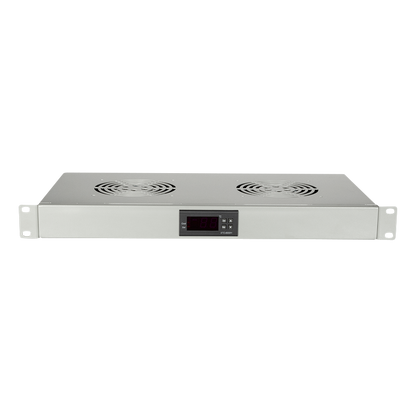 1U ventilatorunit met 2 ventilatoren, grijs 19 Inch