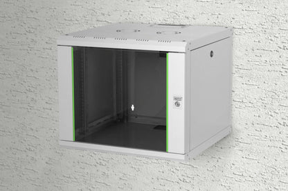 9U wandkast, Unique 600x600x509 mm, kleur grijs (RAL 7035)