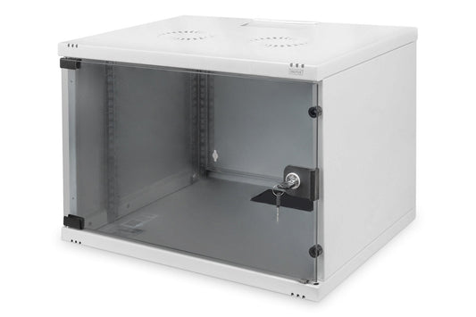 7U wandkast, SOHO, ongemonteerd 540x400x370 mm, volledig glazen voordeur, grijs