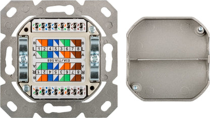 Combi Inbouw + opbouwdoos wit CAT6 2x RJ45 afgeschermd LSA 3.5 cm diep