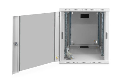 12U wandkast, Unique 600x600x643 mm, kleur grijs (RAL 7035)