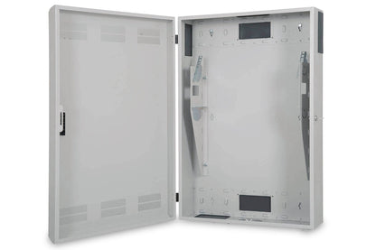 Wandkast, slank, 900x600x200 mm 3U horizontaal en 3U verticaal, grijs (RAL 7035)