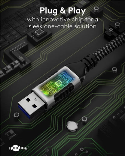 USB-A 3.0 naar RJ45 Ethernet kabel 2M - zwart
