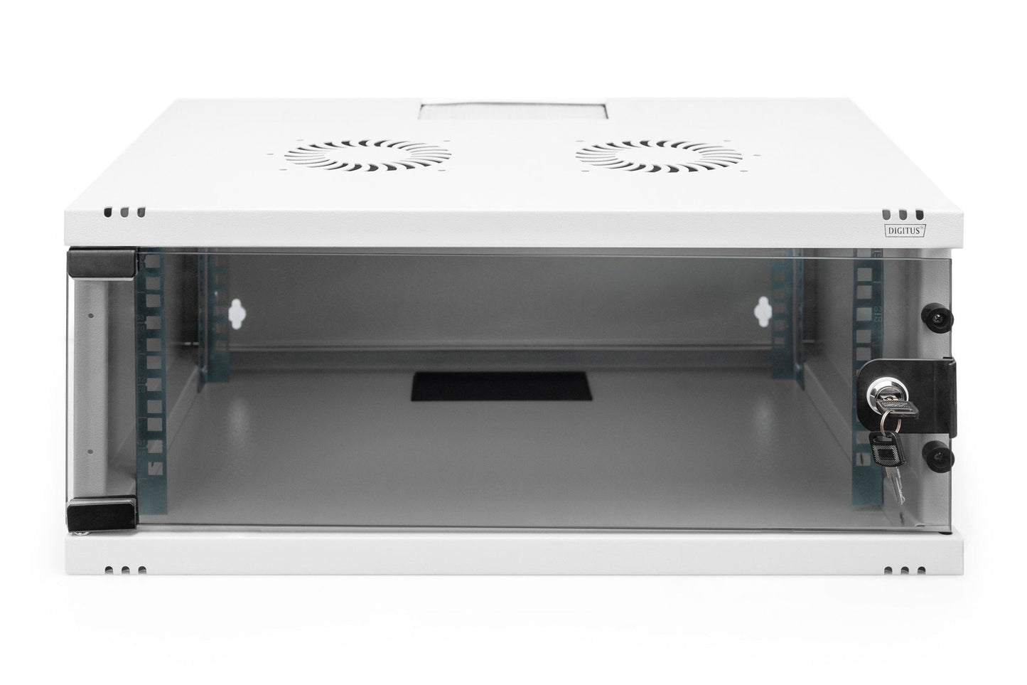 4U wandkast, SOHO, ongemonteerd 540x400x241 mm, volledig glazen frontdeur, grijs