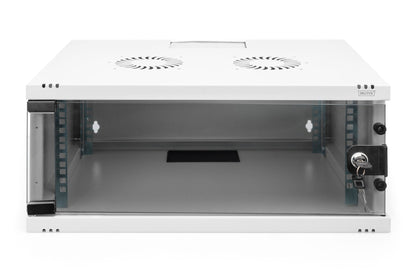 4U wandkast, SOHO, ongemonteerd 540x400x241 mm, volledig glazen frontdeur, grijs