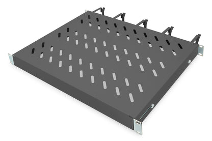 19 Inch 1U legbord vaste inbouw voor 600 mm diepe kasten incl. kabelmanagement, zwart