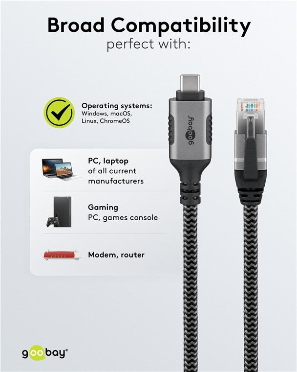 USB-C™ 3.1 naar RJ45 Ethernet kabel 2M
