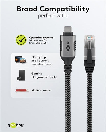 USB-C™ 3.1 naar RJ45 Ethernet kabel 2M