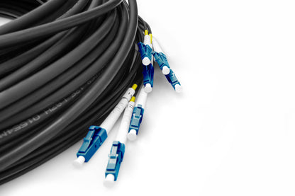 Reeds geassembleerde,  50 M universele breakout glasvezelkabel, singlemode OS2, 8 vezels, LC/UPC - LC/UPC