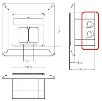 Combi Inbouw + opbouwdoos wit CAT6a 2x RJ45 afgeschermd LSA 3.5 cm diep
