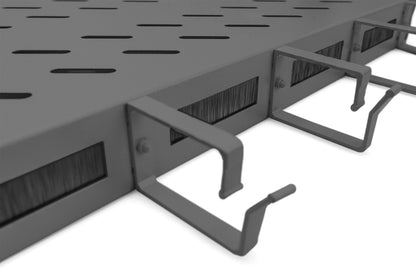 19 Inch 1U legbord vaste inbouw voor 600 mm diepe kasten incl. kabelmanagement, zwart