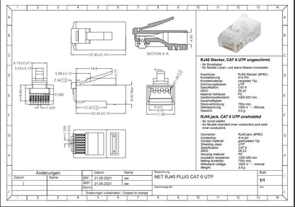 CAT6 Connector RJ45 - UTP 10 stuks voor soepele en stugge kabel