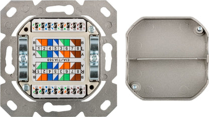 Combi Inbouw + opbouwdoos wit CAT6a 2x RJ45 afgeschermd LSA 3.5 cm diep